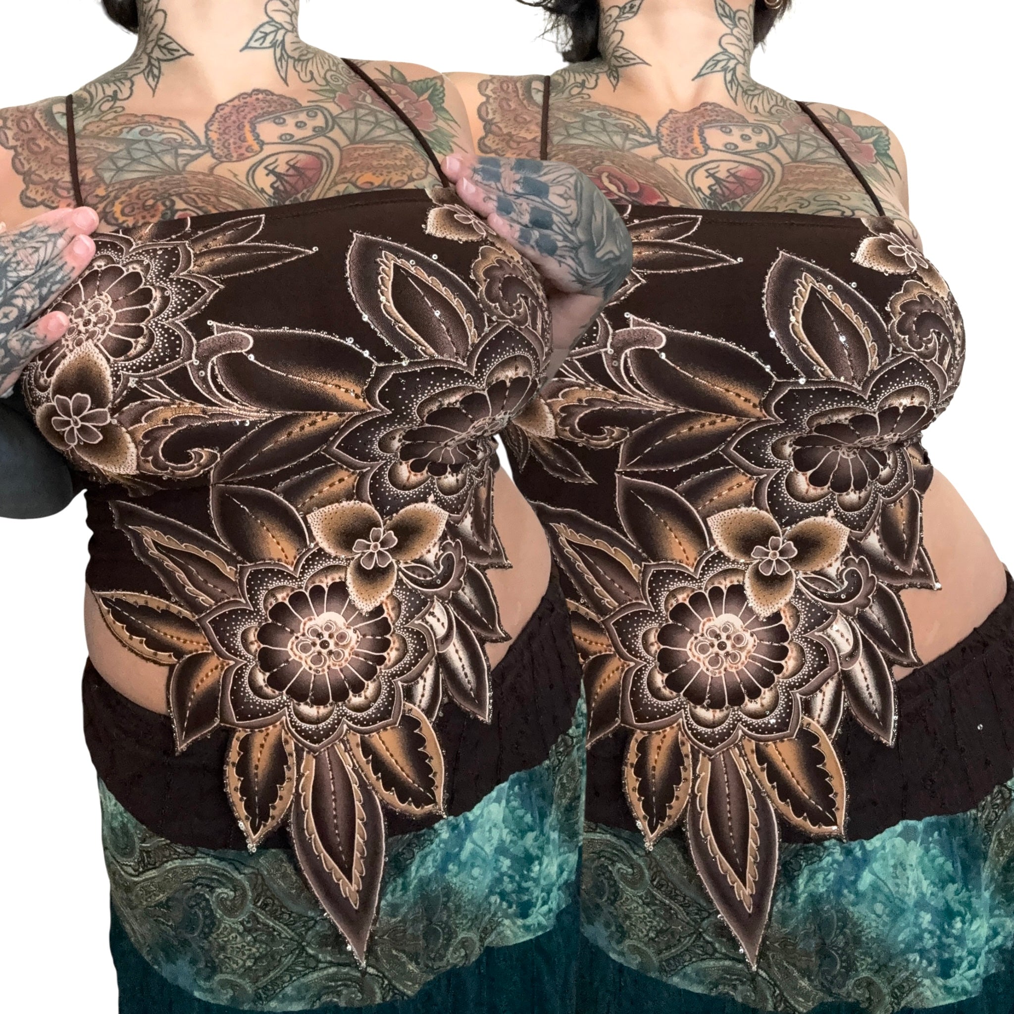 Y2K beaded floral tank top (S/M)