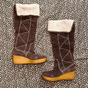 Michael Kors Dark Brown Suede Knee High Wedge Boots (7)