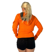 Orange Knit Sweater Jacket (M)