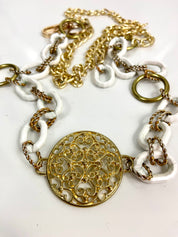 Vintage gold & white waist chain belt