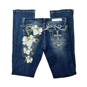 Flower Embroidered Jeans (XS)