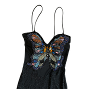 Beaded Butterfly Strappy Mesh Dress (S)