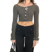 Vintage Balloon Sleeve Cropped Cardigan (XS)