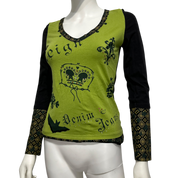 90s vintage graphic print long sleeve top (s)