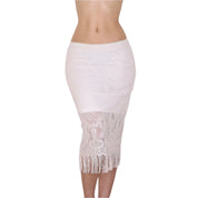 90s White Filet Lace Midi Skirt (XS/S)
