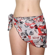 Y2K Comic Print Mesh Sarong Wrap Skirt (S)