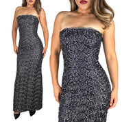 90s Beaded Lace Strapless Gown (S)