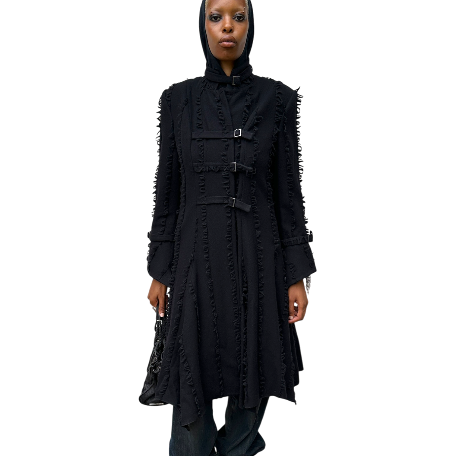 Vintage Romantic Gothic Black Wool Buckle Coat (S/M)