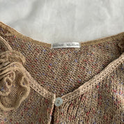 Zone Bleue Cream Rosette Cardigan (S/M)