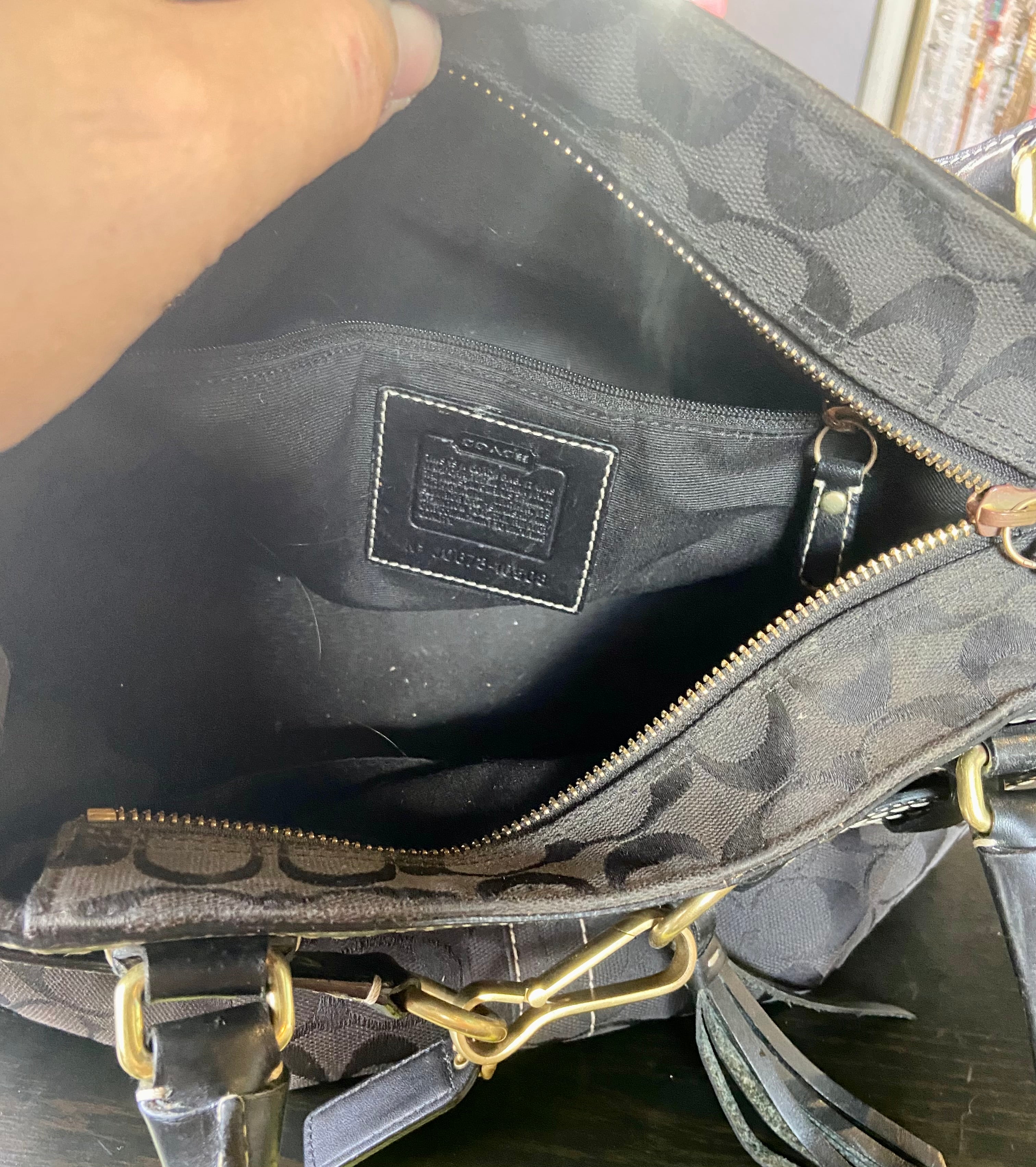 Coach Black Signature Canvas and Leather Hampton Tote bag