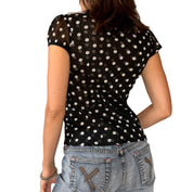 2000s Mesh Polka Dot Blouse (XS)