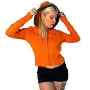 Orange Knit Sweater Jacket (M)