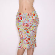 Y2K Colorful Paisley Midi Skirt (S)