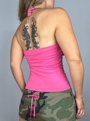 Dainty Euro Vintage Pink & Blue Halter Top (M)