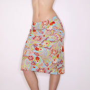 Y2K Colorful Paisley Midi Skirt (S)