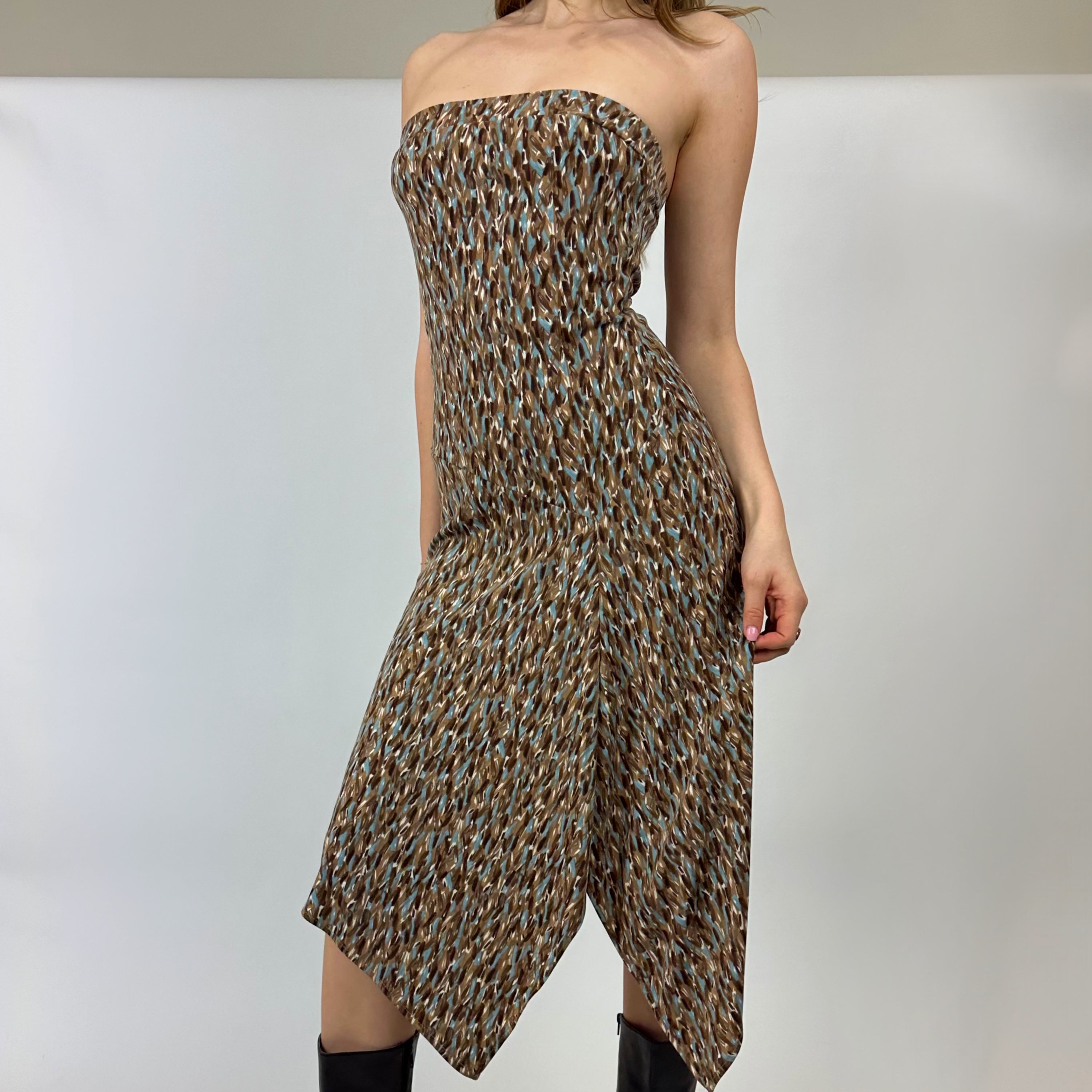 90’s Drop Waist Printed Midi Dress (S/M)