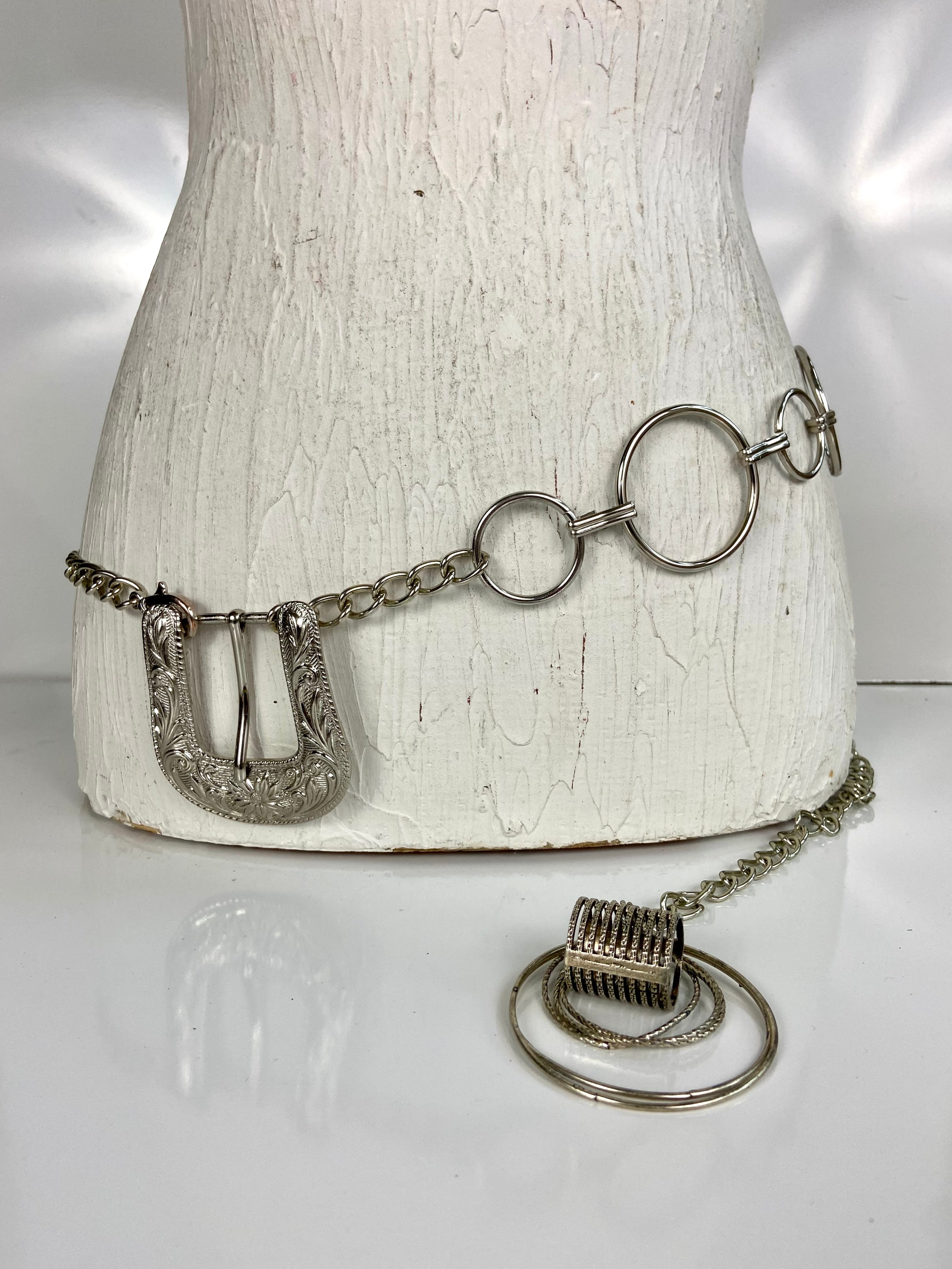 Metal leather mixed belt