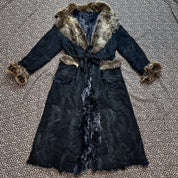 Pablo Valentino Parisian Vintage Fur Trim Suede Leather Patchwork Coat (M/L)