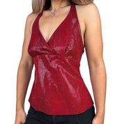 Y2K Snakeskin Leather Halter Top (M)