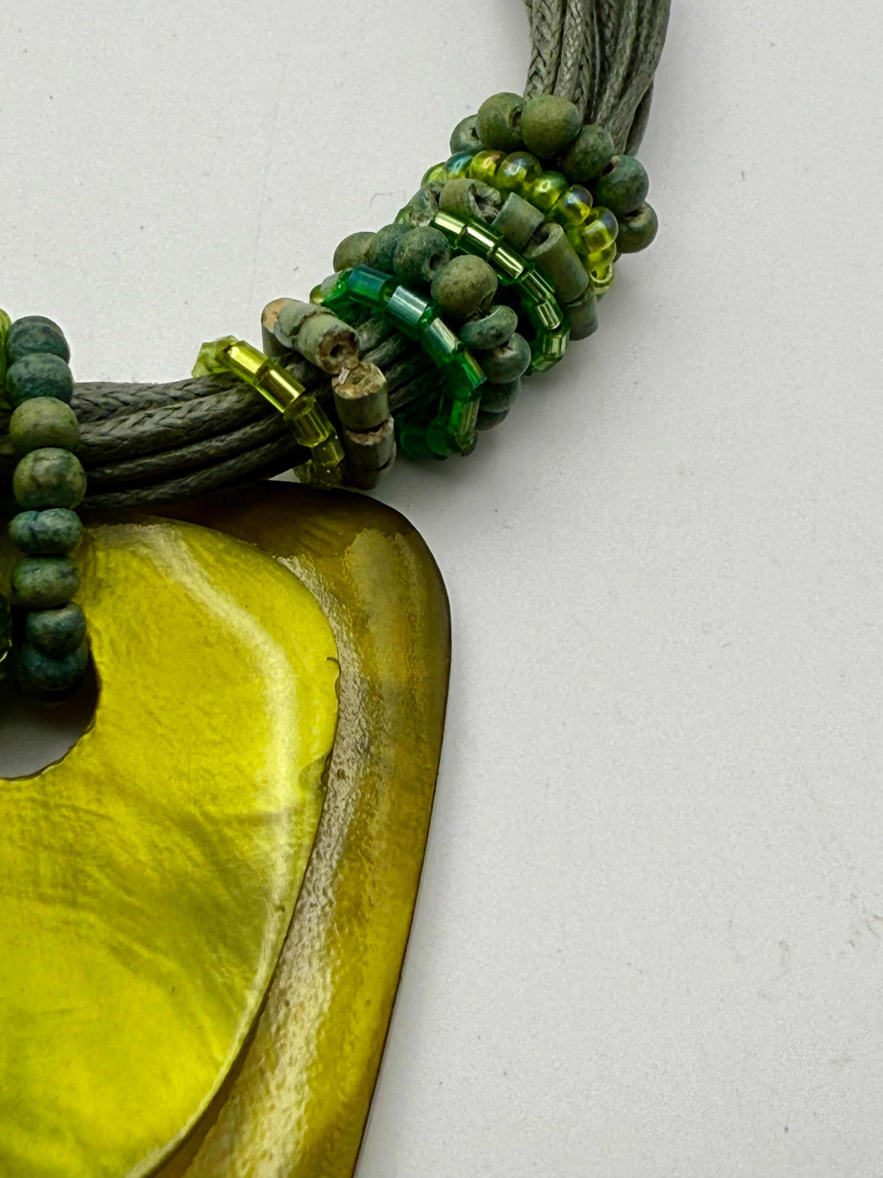 Olive Green Layered Pendant Necklace