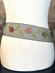 Sheer Black Flower Belt
