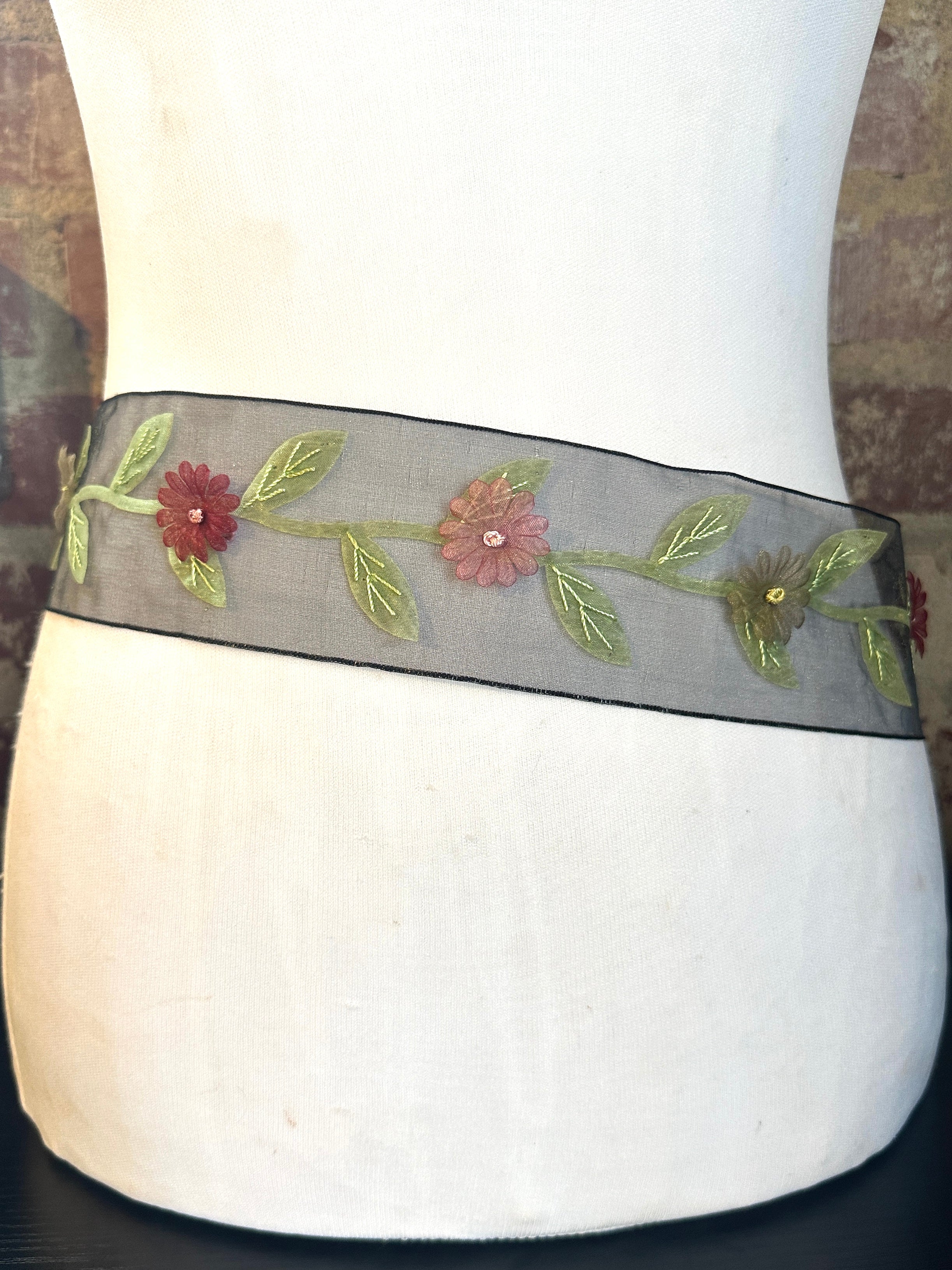 Sheer Black Flower Belt