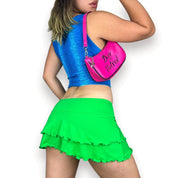 Y2K Acid Green Mesh Mini Skirt (XS)