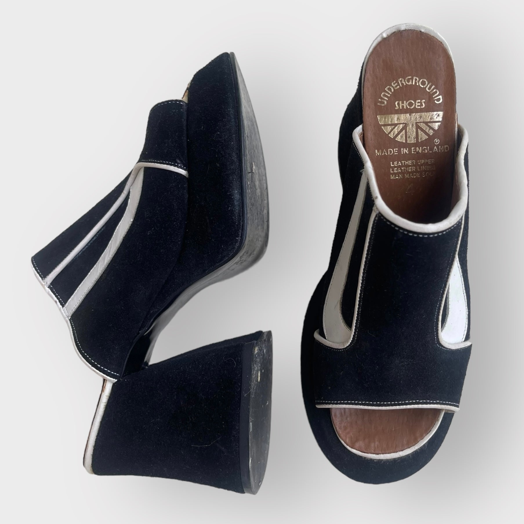 90s Black and White Suede Chunky Platforms by London Underground (7)