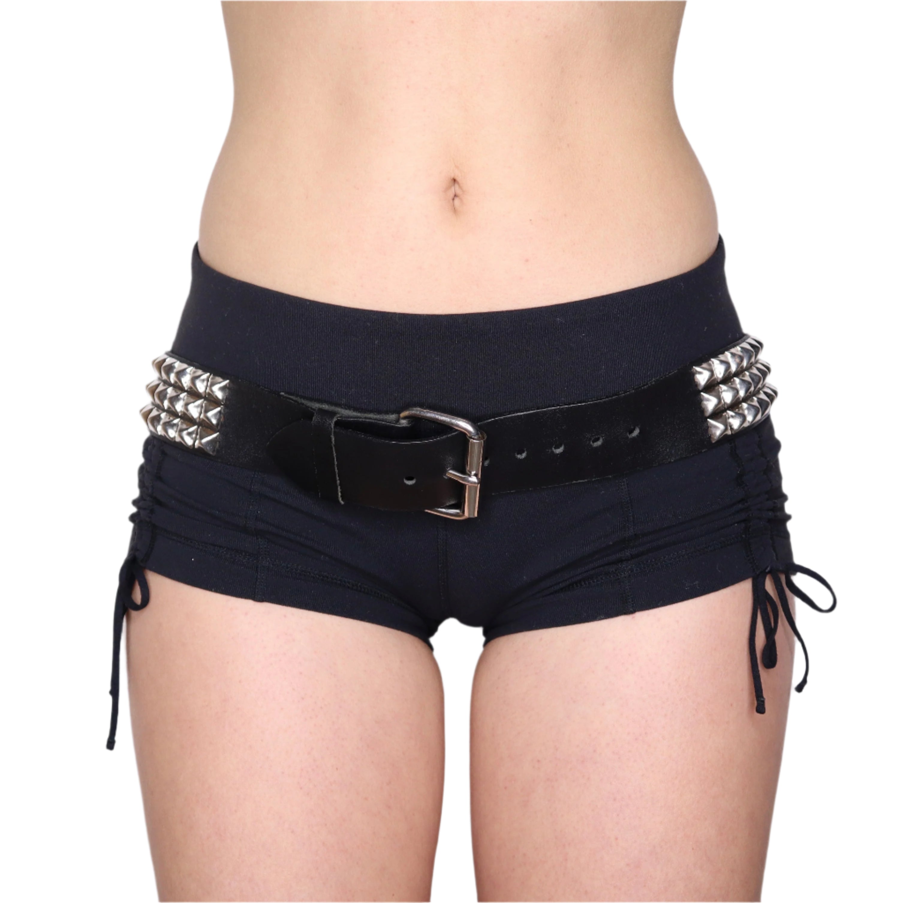 Y2K Studded Black Leather Belt (S/M) 