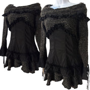 Dark fairy ruffle mini sweater dress (XS/S)