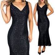 Vintage Black Lace Maxi Dress (XS)