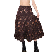 Y2K Brown Sequin Tiered Maxi Skirt (S)