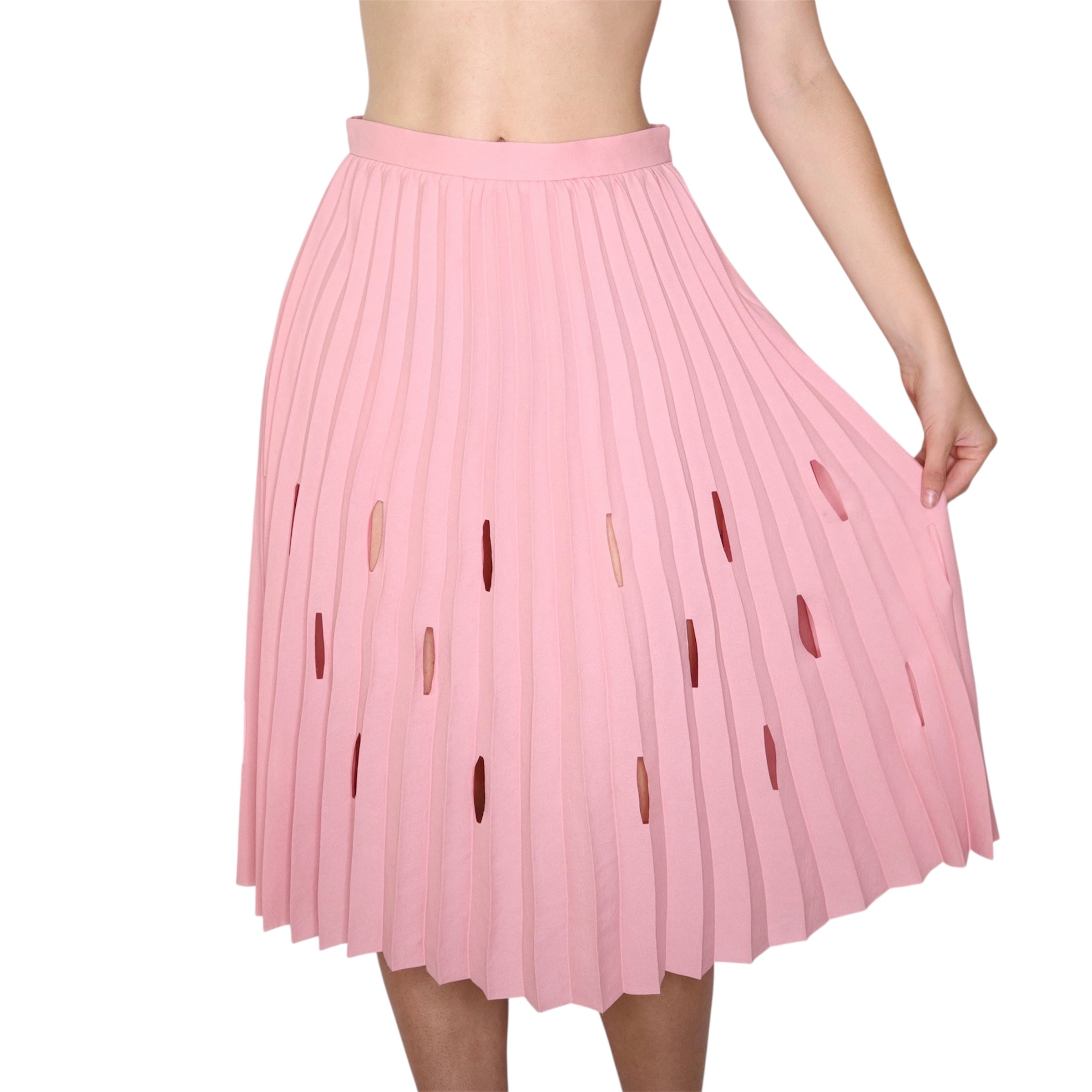 MARCO DE VINCENZO Pink Cutout Midi Skirt (S) 