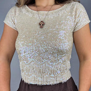 French Connection Beaded Wool Top (S)