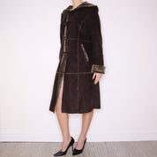 90s Brown Faux Fur Coat (L)