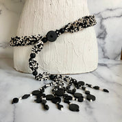 Black &white beads belt