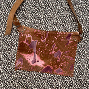Brown & Burgundy Raw Leather Cowhide Satchel Bag