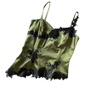 Whimsy Fairycore Embellished Satin Lace Top (S)