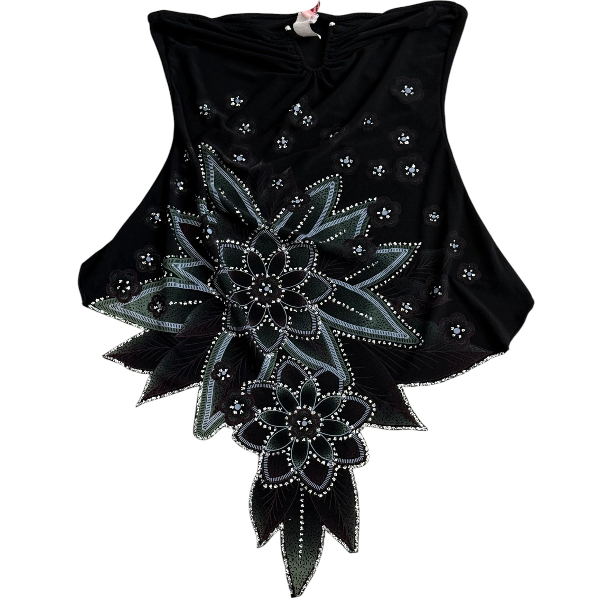 vintage Y2K embellished asymmetrical handkerchief tube top (M/L)