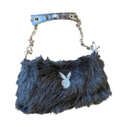 Vintage Playboy Fuzzy Black Mini Purse