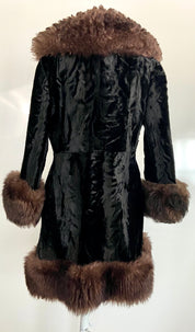 Vintage Black furry Coat (L)