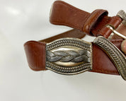 Fossil 
Concho Belt Brown Silver...