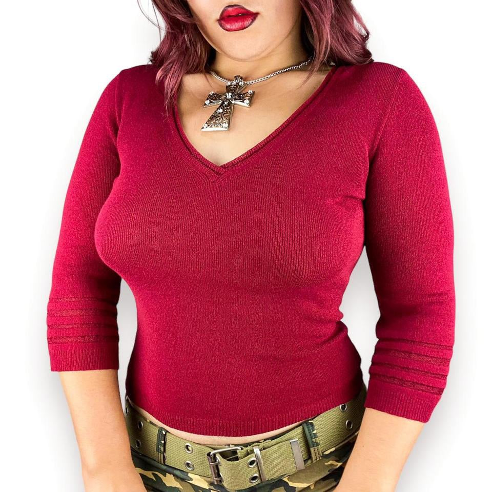 90s Oxblood Knit Top (S)