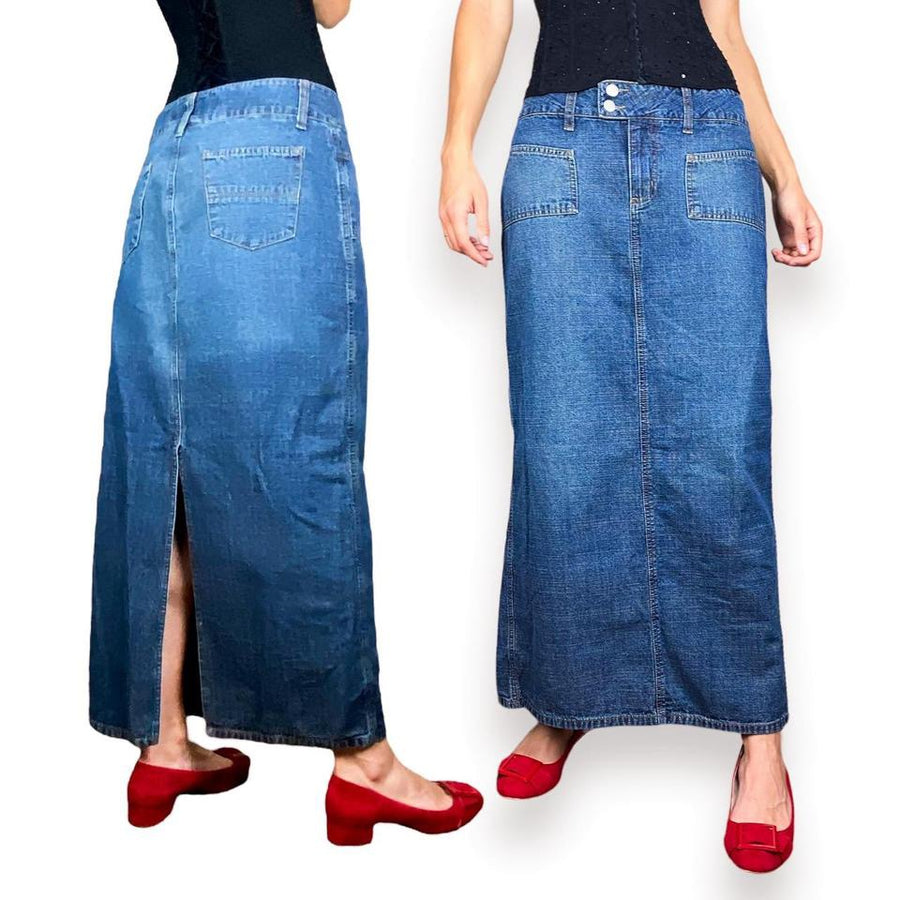 Vintage Denim Maxi Skirt (S)