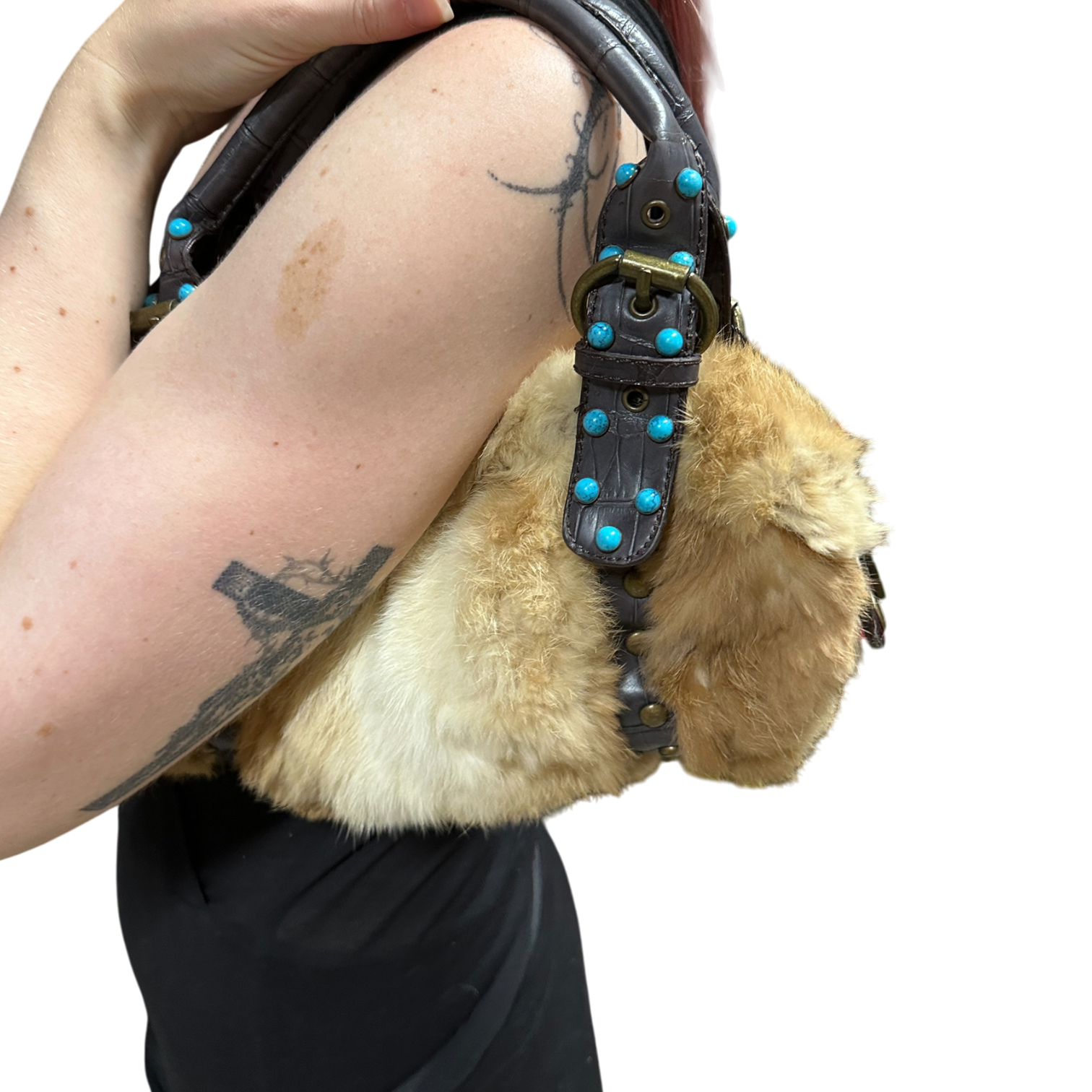 Vintage Real Fur Boho Mini Shoulder Bag