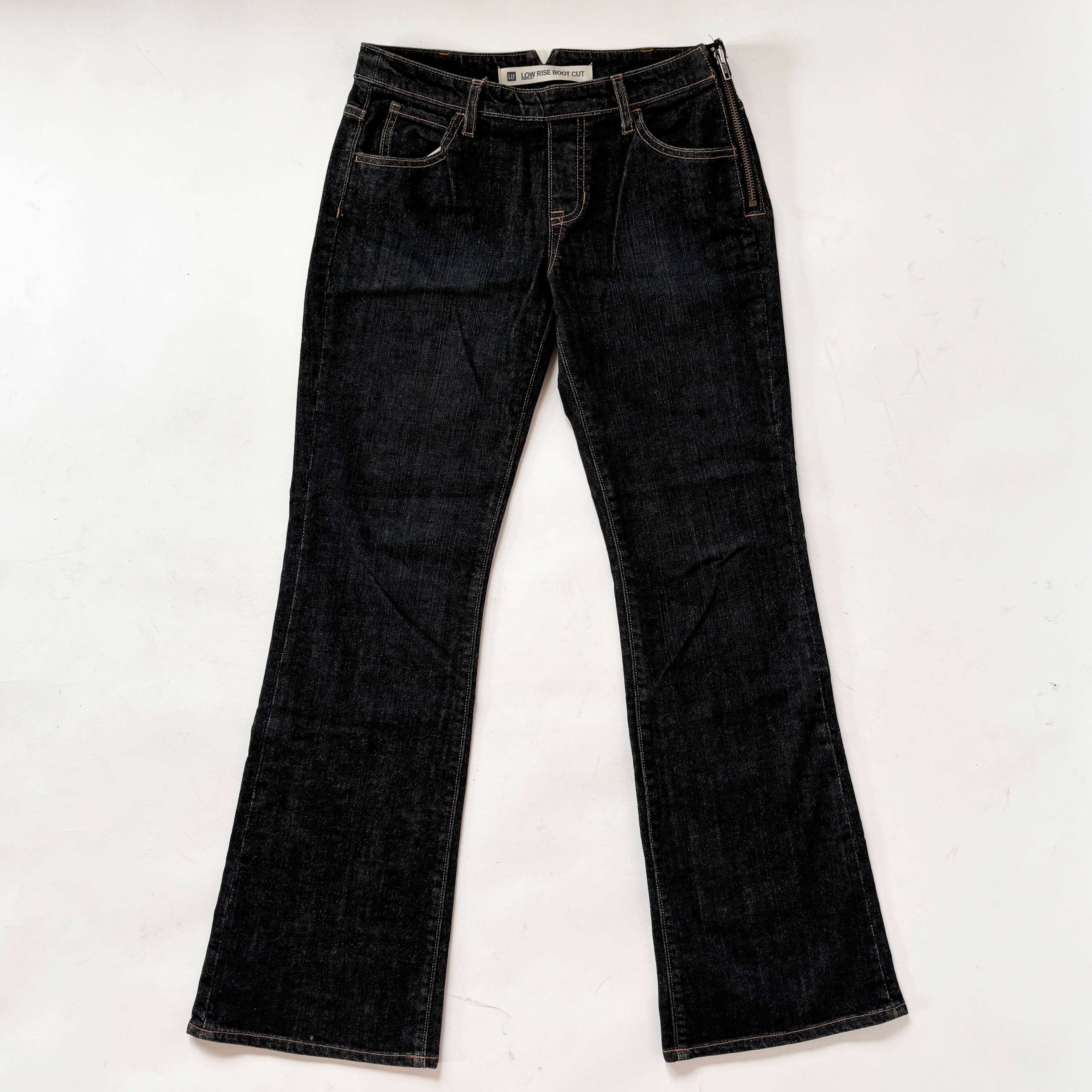 Y2K Side Zip Jeans - Black Wash (S)