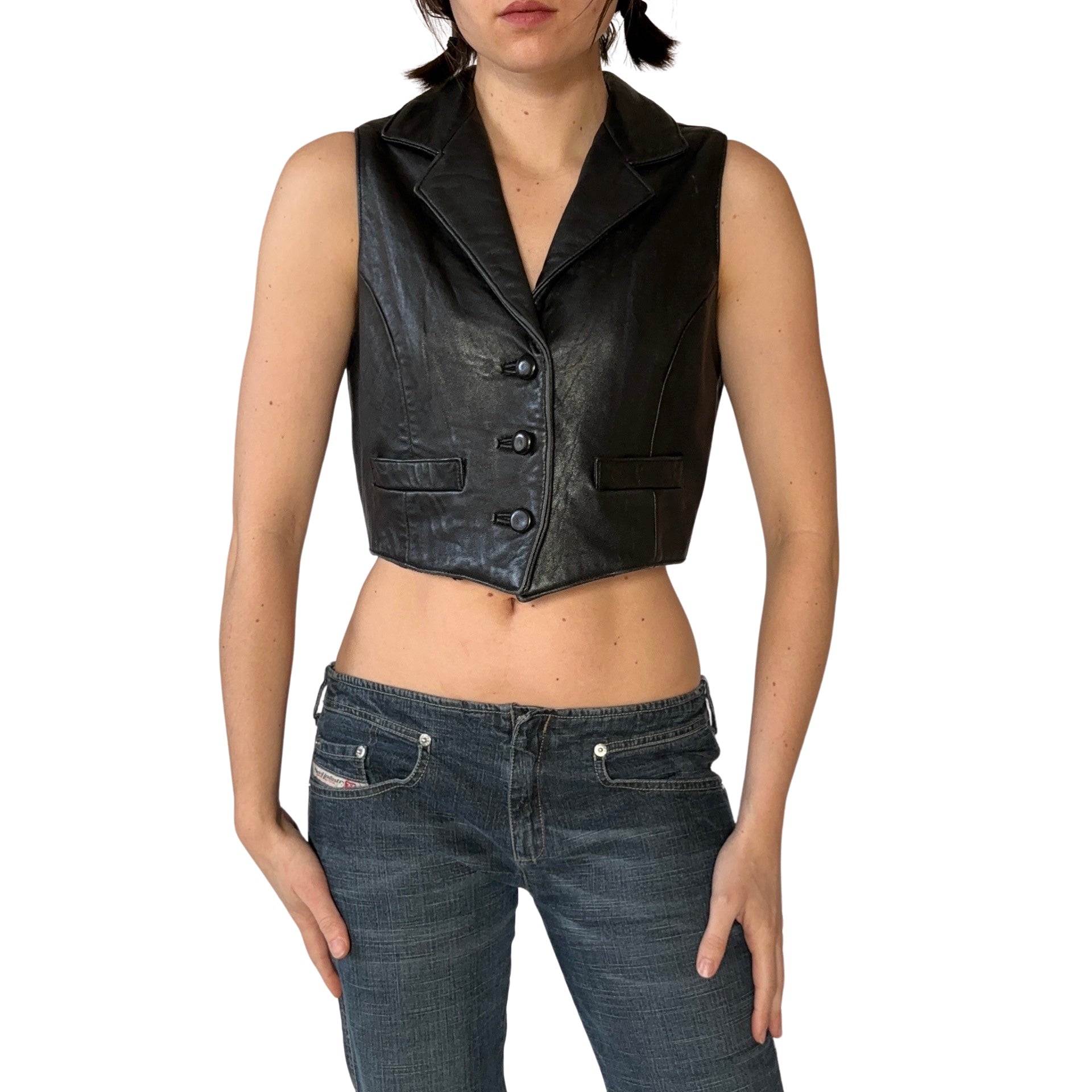 90s Noir Leather Vest (S)