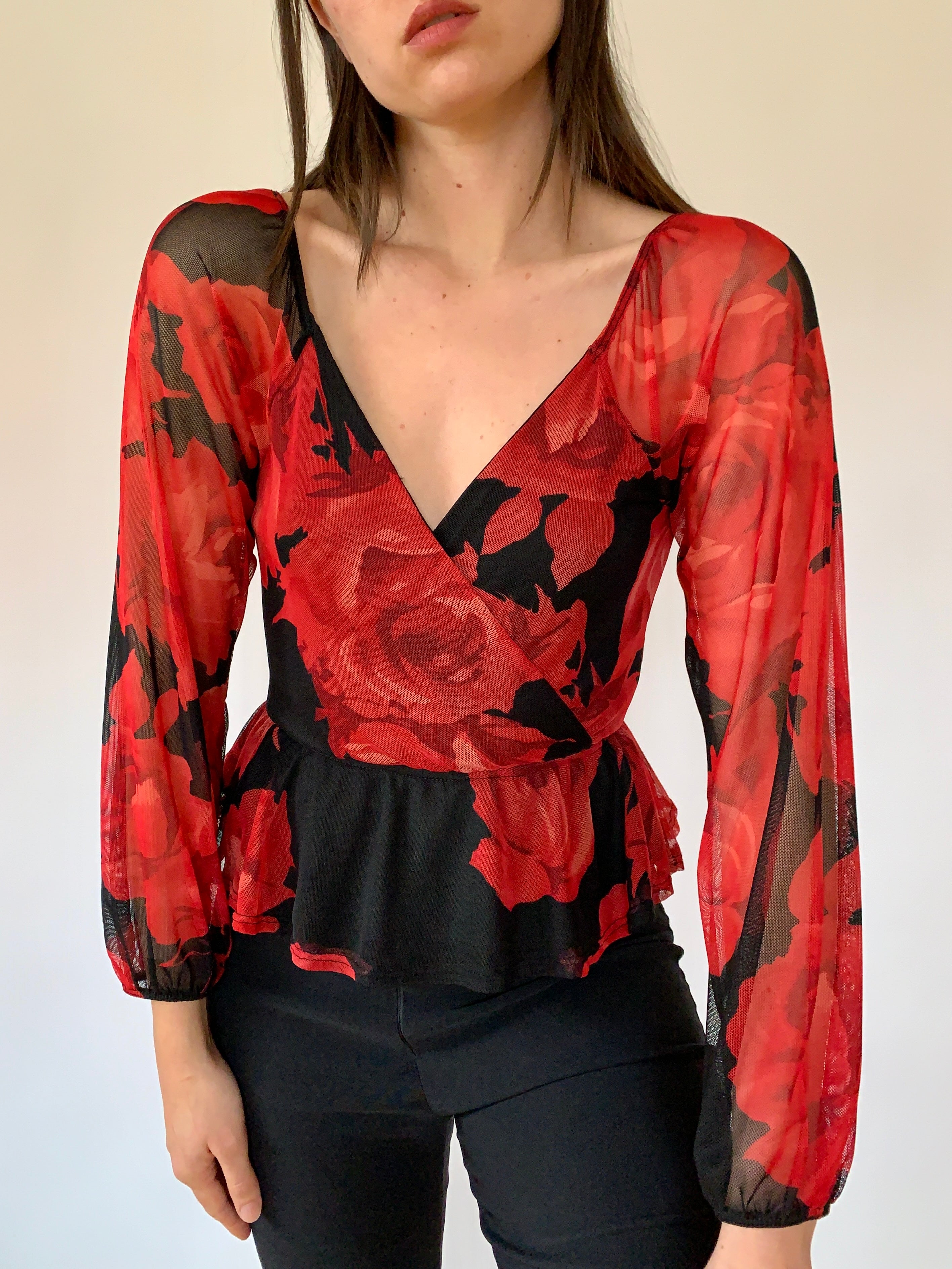 Vintage Mesh Rose Top (XS/S)