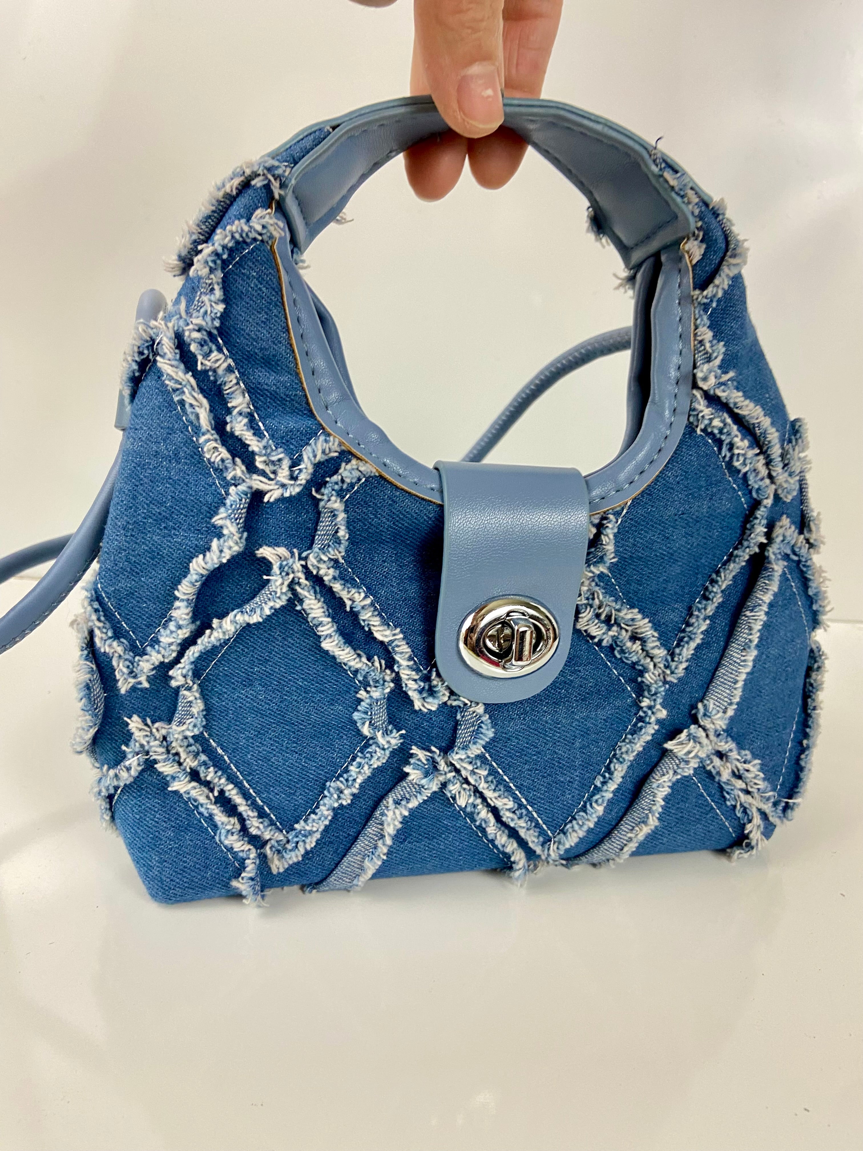 Denim Frayed Mini Bag