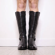 90s Tall Black Leather Riding Boots (7.5)